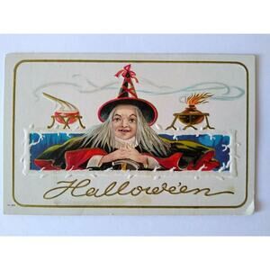 Nash Halloween Postcard Witch Laboratory Magic Potions H-24 Embossed Fantasy Lab